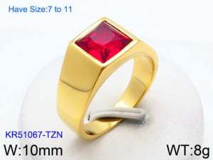 Stainless Steel Stone&Crystal Ring - KR51067-TZN