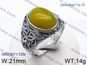 Stainless Steel Stone&Crystal Ring - KR51071-TZN