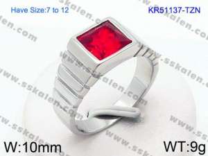 Stainless Steel Stone&Crystal Ring - KR51137-TZN