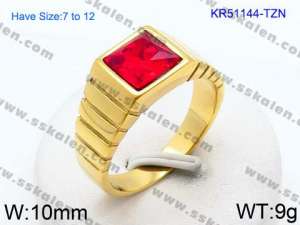 Stainless Steel Stone&Crystal Ring - KR51144-TZN