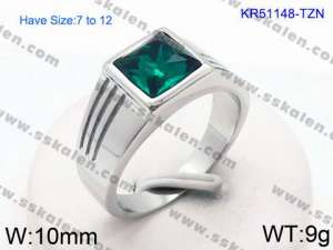 Stainless Steel Stone&Crystal Ring - KR51148-TZN