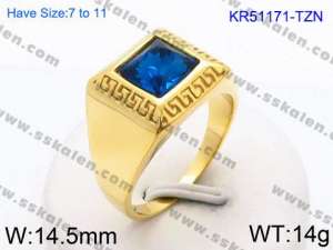 Stainless Steel Stone&Crystal Ring - KR51171-TZN