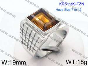 Stainless Steel Stone&Crystal Ring - KR51199-TZN