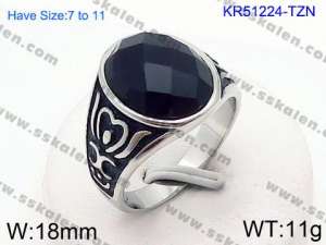 Stainless Steel Stone&Crystal Ring - KR51224-TZN