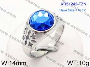 Stainless Steel Stone&Crystal Ring - KR51242-TZN