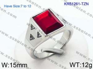 Stainless Steel Stone&Crystal Ring - KR51261-TZN