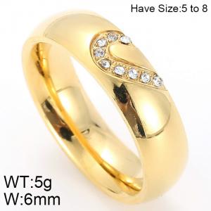 Stainless Steel Stone&Crystal Ring - KR51294-K