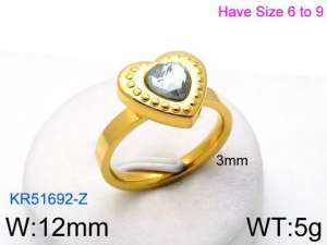 Stainless Steel Stone&Crystal Ring - KR51692-Z