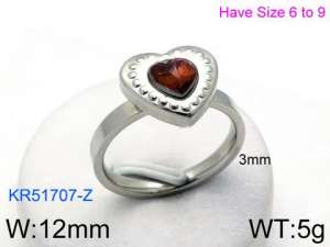 Stainless Steel Stone&Crystal Ring - KR51707-Z