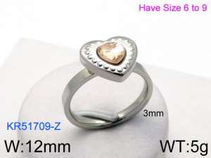 Stainless Steel Stone&Crystal Ring - KR51709-Z