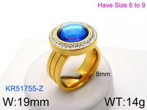 Stainless Steel Stone&Crystal Ring - KR51755-Z