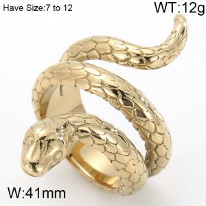 Plating gold punk cobra style medusa men's ring - KR52350-K