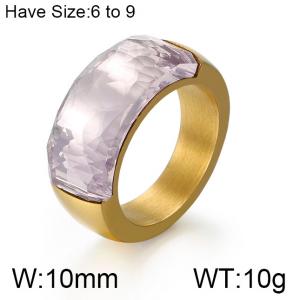 Stainless Steel Stone&Crystal Ring - KR52390-K