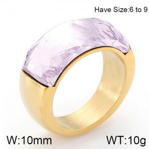 Stainless Steel Stone&Crystal Ring - KR52398-K