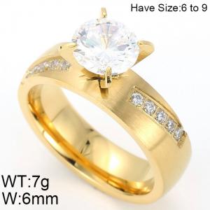 Stainless Steel Stone&Crystal Ring - KR52412-K