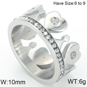 Stainless Steel Stone&Crystal Ring - KR52761-K