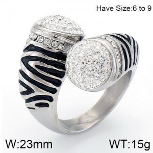 Stainless Steel Stone&Crystal Ring - KR53014-K