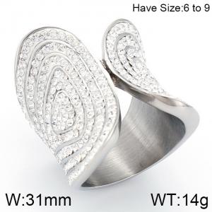 Stainless Steel Stone&Crystal Ring - KR53031-K