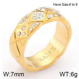 Stainless Steel Stone&Crystal Ring - KR53283-K