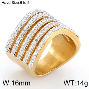 Stainless Steel Stone&Crystal Ring - KR53390-K