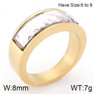 Stainless Steel Stone&Crystal Ring - KR53607-K