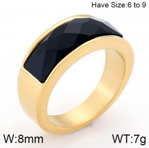 Stainless Steel Stone&Crystal Ring - KR53608-K