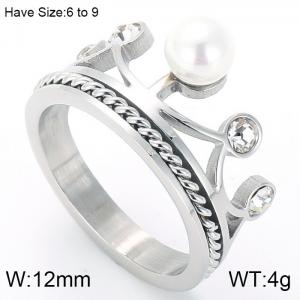 Stainless Steel Stone&Crystal Ring - KR54056-K