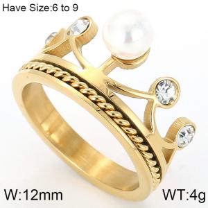 Stainless Steel Stone&Crystal Ring - KR54057-K