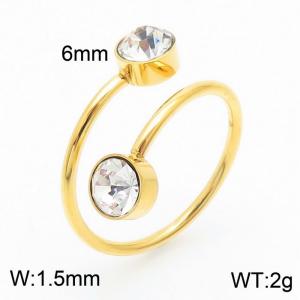 Stainless Steel Stone&Crystal Ring - KR54066-GC