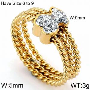 Stainless Steel Stone&Crystal Ring - KR54118-K