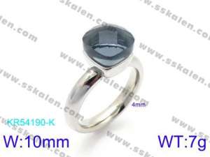 Stainless Steel Stone&Crystal Ring - KR54190-K