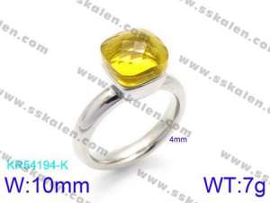 Stainless Steel Stone&Crystal Ring - KR54194-K