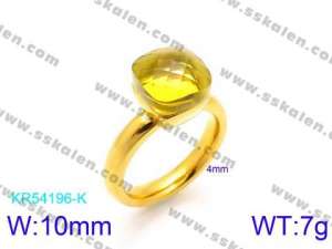 Stainless Steel Stone&Crystal Ring - KR54196-K