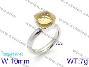 Stainless Steel Stone&Crystal Ring - KR54197-K