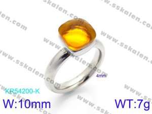 Stainless Steel Stone&Crystal Ring - KR54200-K