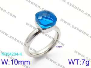 Stainless Steel Stone&Crystal Ring - KR54204-K