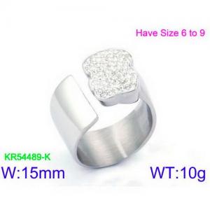 Stainless Steel Stone&Crystal Ring - KR54489-K