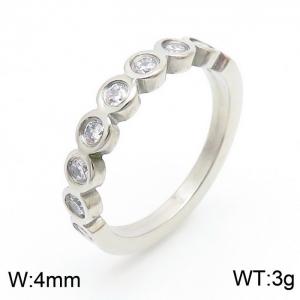 Stainless Steel Stone&Crystal Ring - KR82089-K