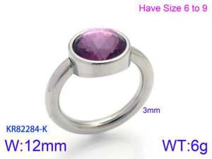 Stainless Steel Stone&Crystal Ring - KR82284-K