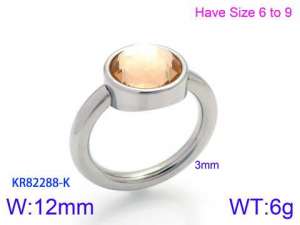 Stainless Steel Stone&Crystal Ring - KR82288-K