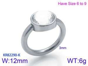 Stainless Steel Stone&Crystal Ring - KR82290-K