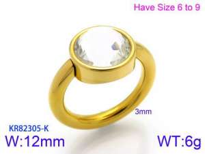 Stainless Steel Stone&Crystal Ring - KR82305-K