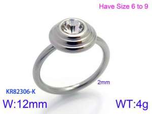 Stainless Steel Stone&Crystal Ring - KR82306-K