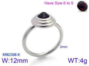 Stainless Steel Stone&Crystal Ring - KR82308-K