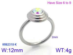 Stainless Steel Stone&Crystal Ring - KR82310-K