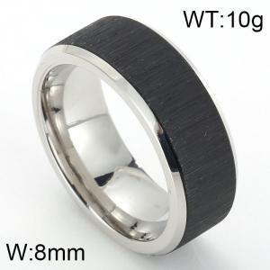 Stainless Steel Black-plating Ring - KR82355-K