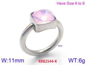 Stainless Steel Stone&Crystal Ring - KR82544-K