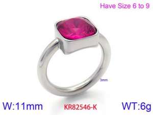 Stainless Steel Stone&Crystal Ring - KR82546-K