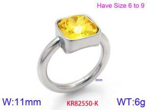 Stainless Steel Stone&Crystal Ring - KR82550-K