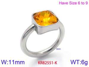 Stainless Steel Stone&Crystal Ring - KR82551-K